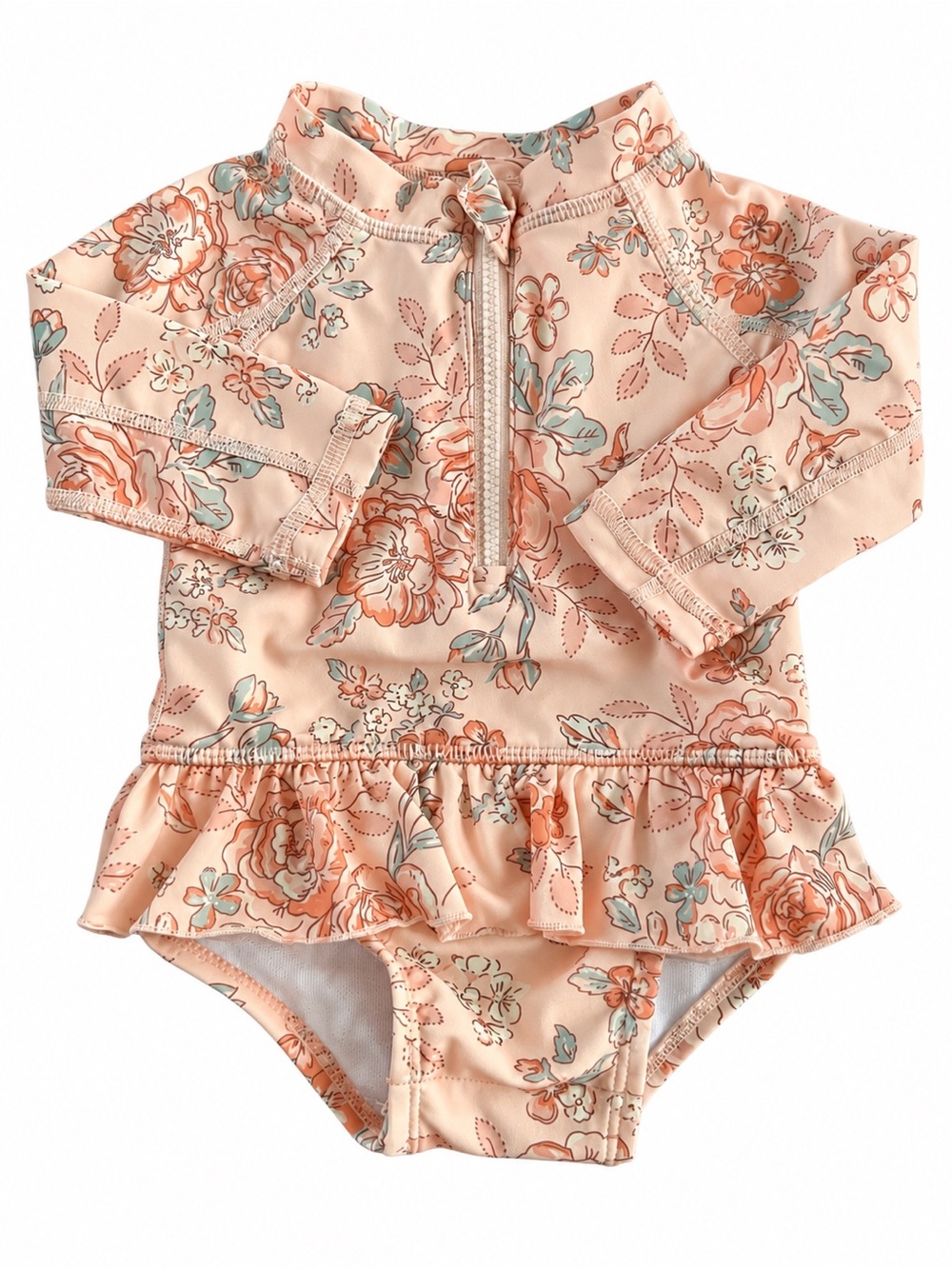Modern Moments Gerber 0-3M Floral Long Sleeve Ruffle Swimsuit